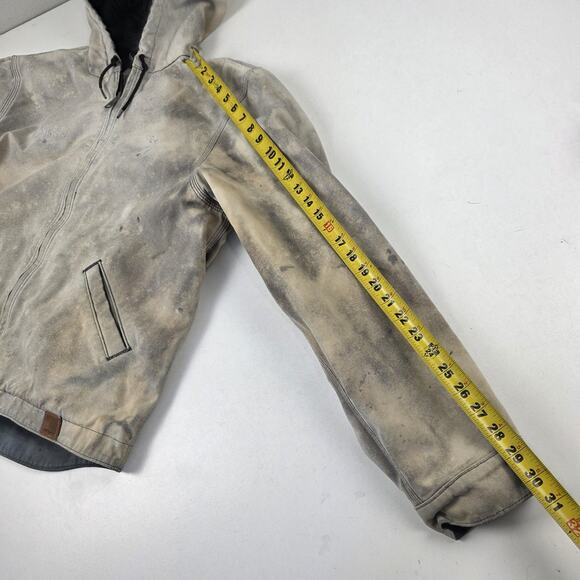 Carhartt Jacket Mens Large Brown Hooded Duck Active Quilted Workwear Distressed - Picture 7 of 16